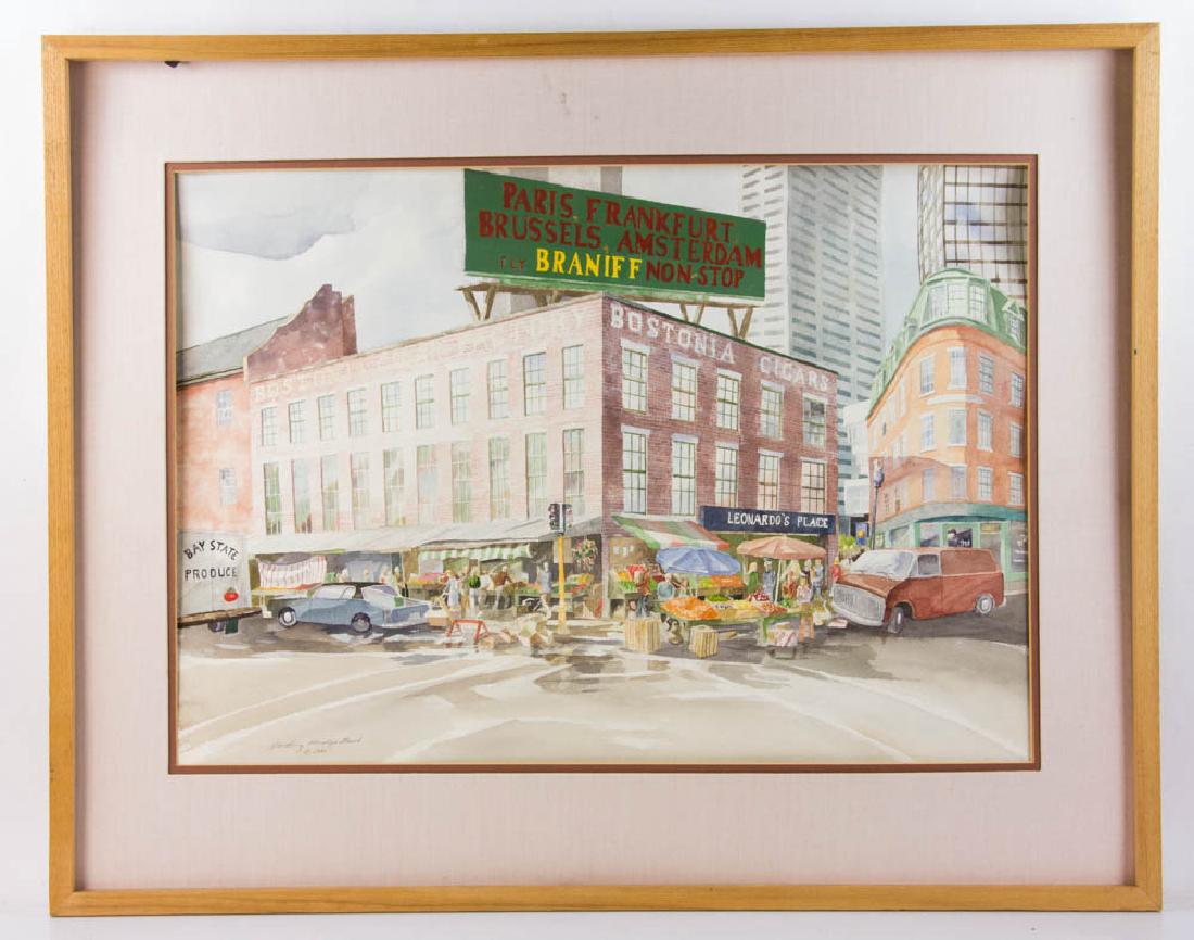 Harding Mudge Bush Watercolor: Harding Mudge Bush, Boston Cigar Factory, watercolor, signed, 20" x 28", frame 29" x 36".