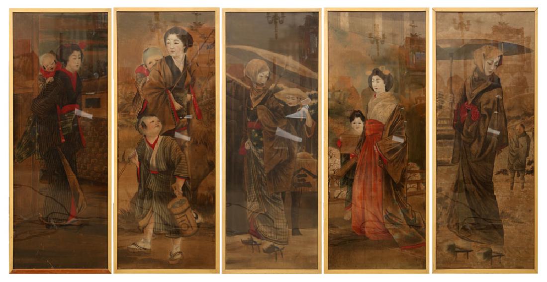 Five 19th C. Japanese Paintings of Geisha (1 of 16)