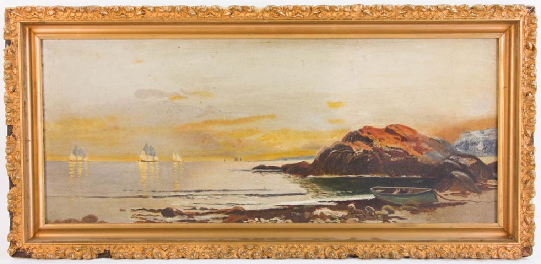 19th C., Luminous Sailboats Seascape, Oil on Board (1 of 6)