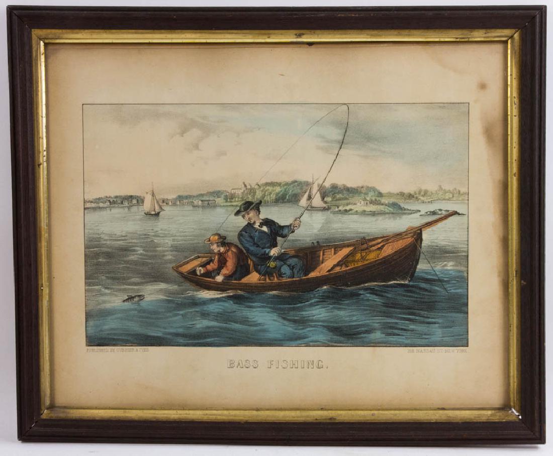 Currier & Ives, Bass Fishing, Hand Colored Litho (1 of 6)