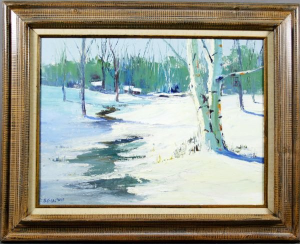 SIGNED BERNARD GERSTNER, WINTER RIVER, O/C