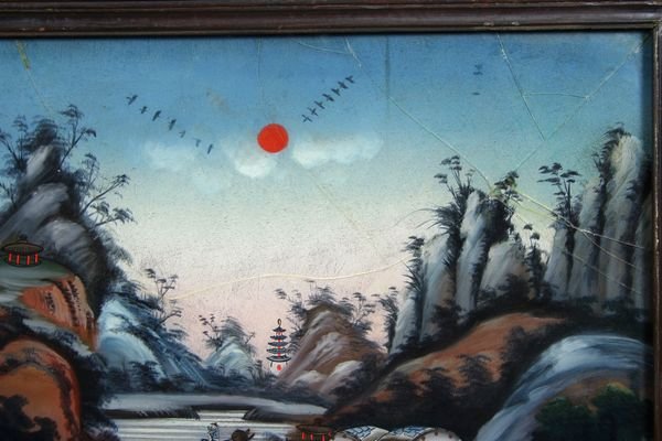 19th C. CHINA TRADE REVERSE PAINTING ON GLASS - 2