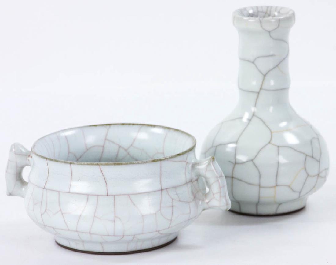 Chinese Ge Type Porcelain Censer & Vase (1 of 6)