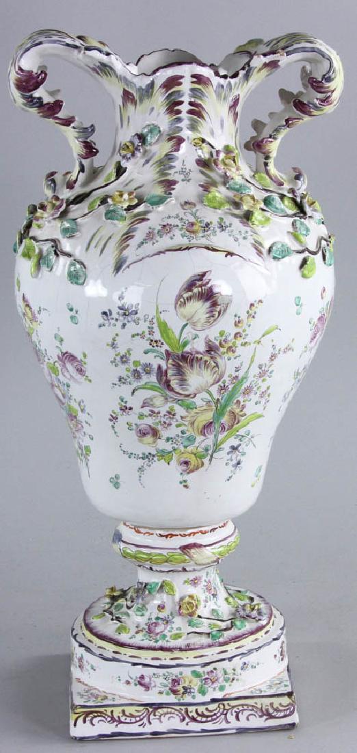 19th C. Faience Vase: 19th C. faience vase marked "H" on base, 21"h. x approximately 9" dia.