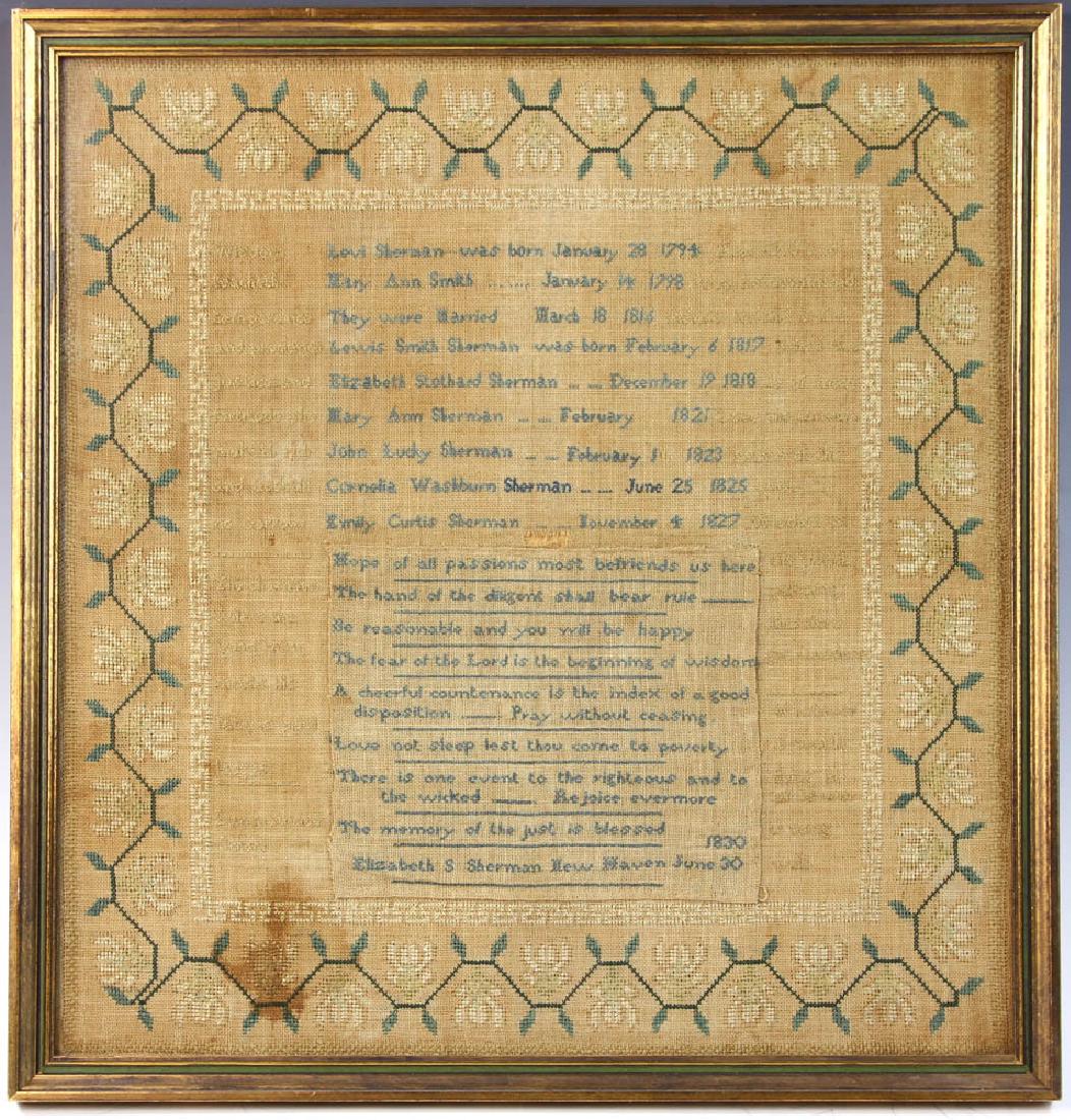 19th C. Sampler, Baltimore Sherman Family Tree (1 of 7)