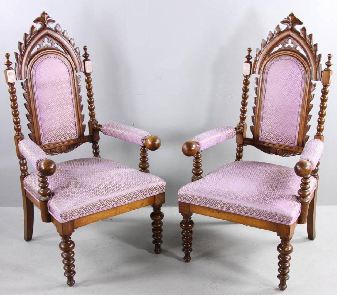 Pair of Oak Gothic Revival Armchairs (1 of 9)