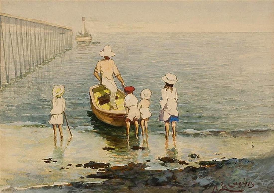 Two Watercolors of Beach Scenes (1 of 5)