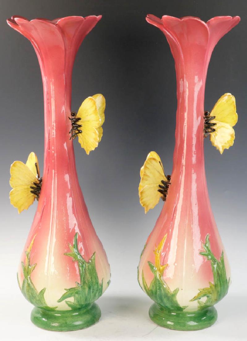 Important Pair of Delphin Massier Pottery Vases (1 of 10)