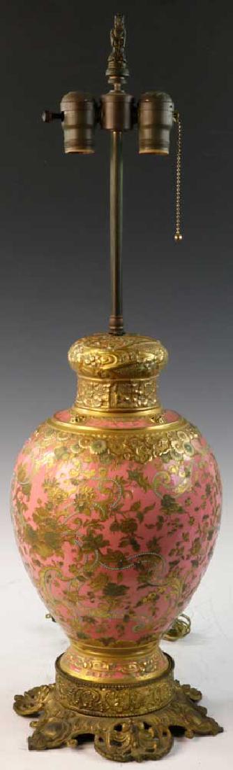 C1900 English Gilt Porcelain Lamp (1 of 9)