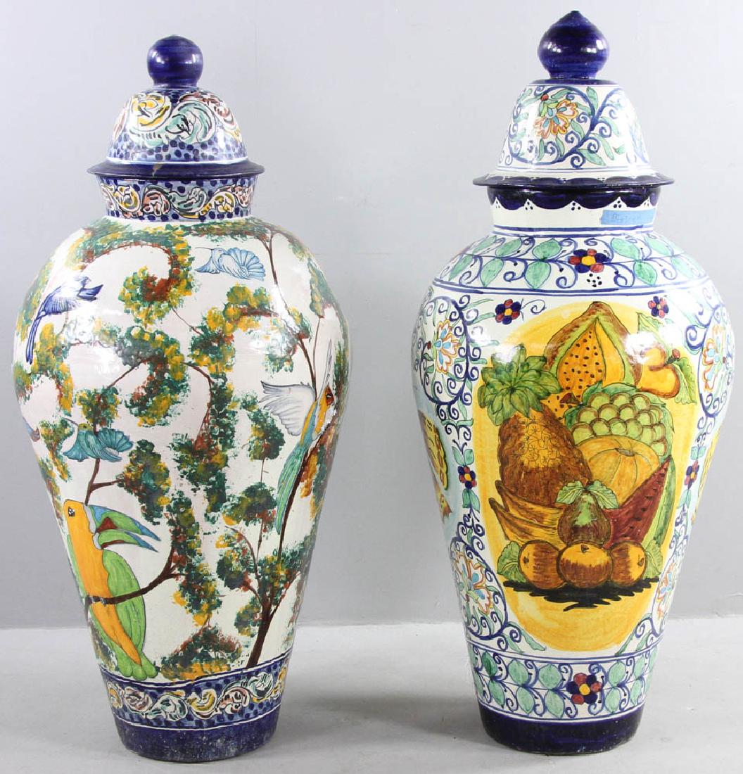 Majolica Decorated Covered Urns (1 of 13)
