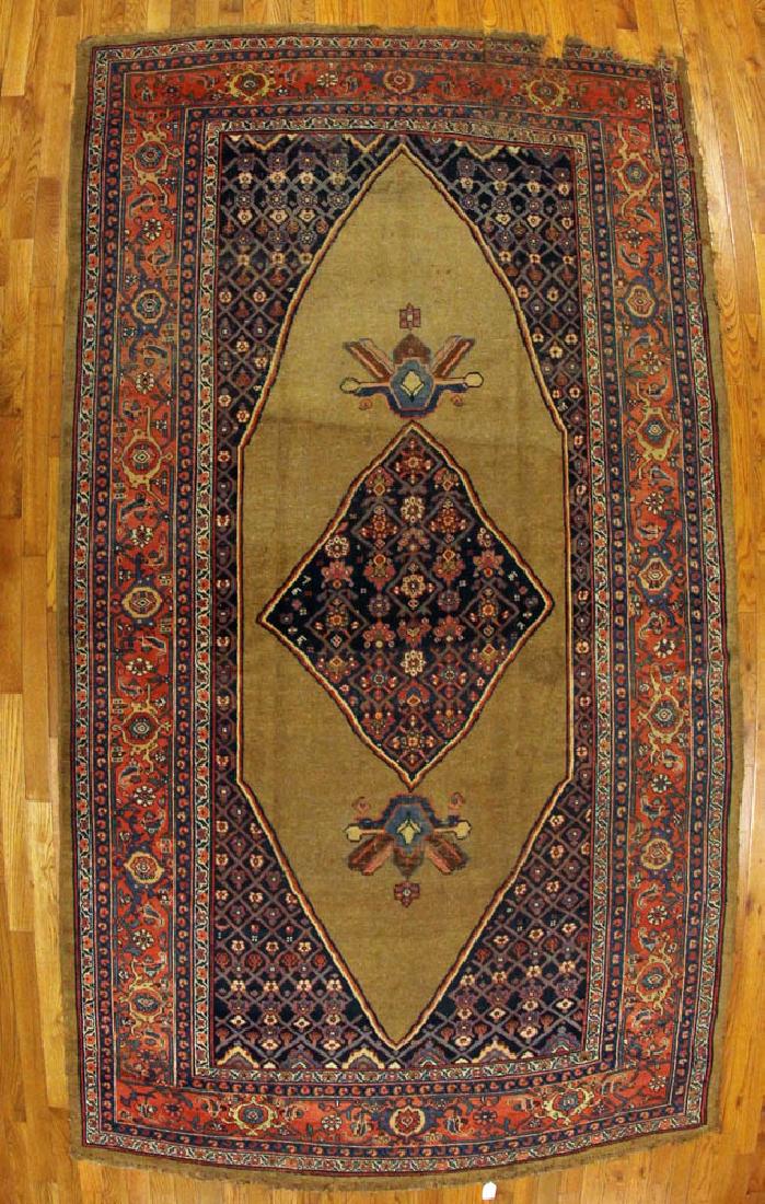 Antique Persian Bidjar Rug: Antique Persian Bidjar, 13' x 7'. Rip in one border.