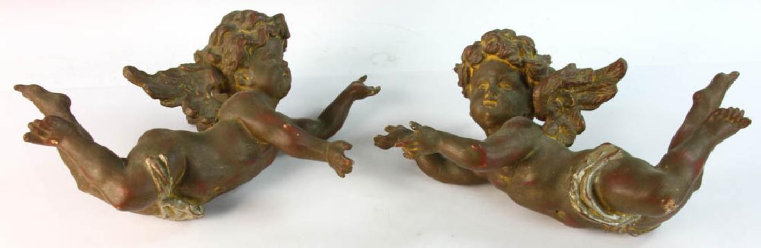 Pair of 19thC Italian Carved Wood Putti (1 of 7)