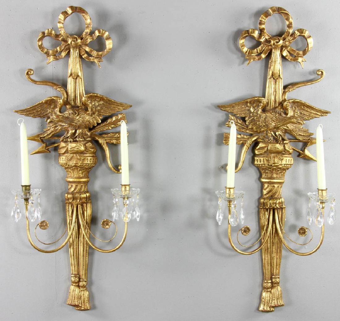 Pair of Federal Style Gold Eagle Sconces (1 of 5)