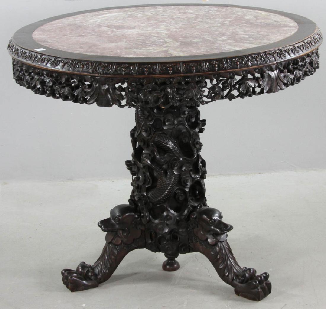 19thC Chinese Carved Table (1 of 8)