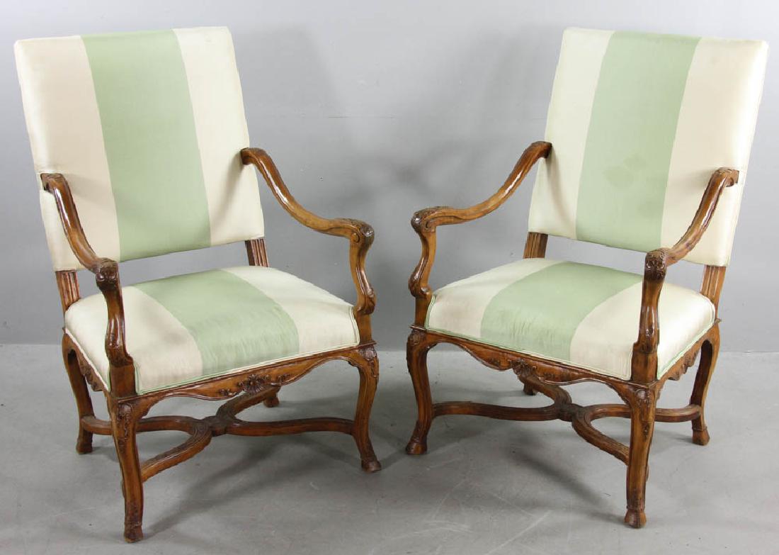 Pair of 19thC French Carved Armchairs (1 of 7)