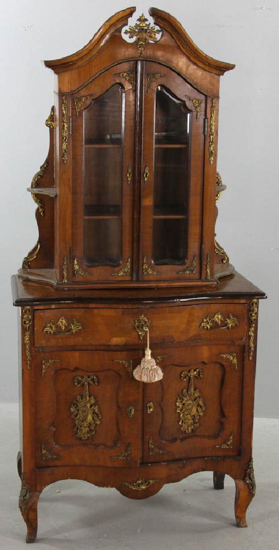 19thC Continental Burlwood Curio Cabinet (1 of 7)