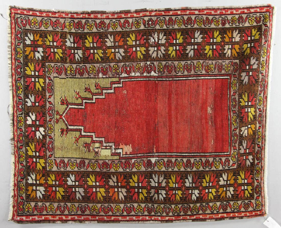 Antique Anatolian Prayer Rug: Antique Anatolian prayer rug, 4' 3" x 3' 7". Provenance: Governor Ichabod Goodwin estate.