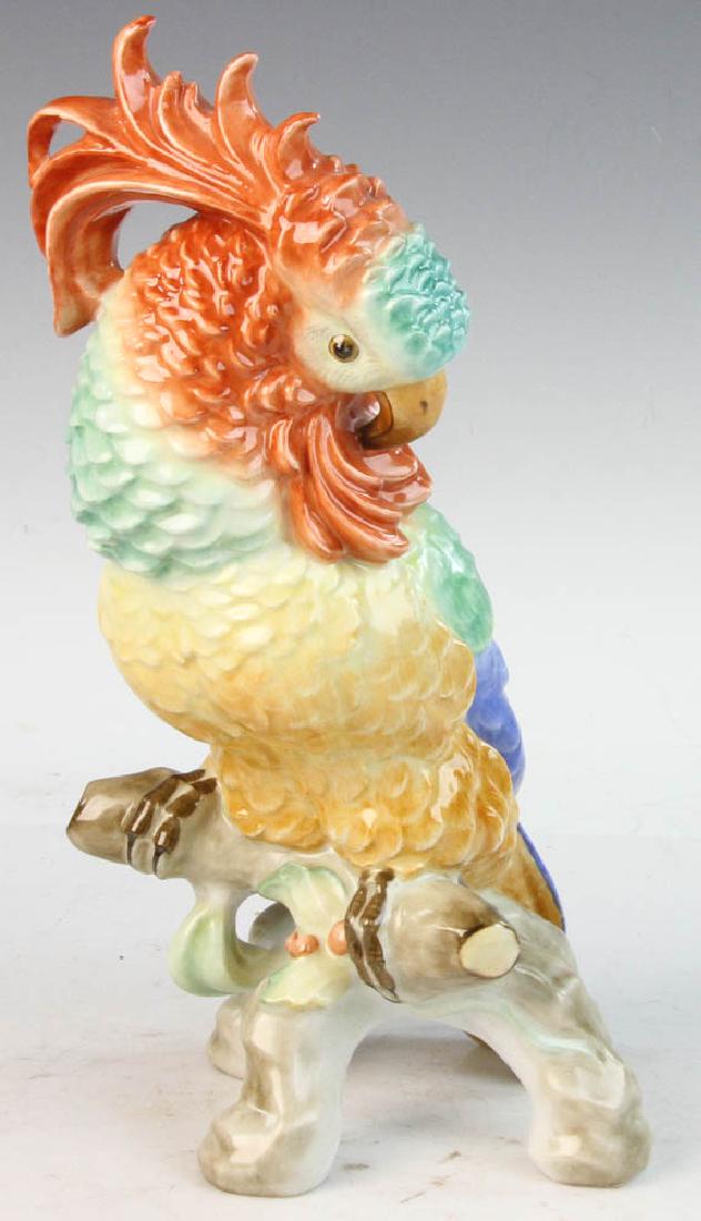 Herend Porcelain Parrot: Herend porcelain parrot, Hungary, mark on base, 11" x 6".