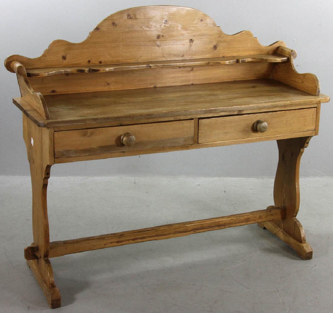 Two Drawer Pine Server with Trestle Base (1 of 7)