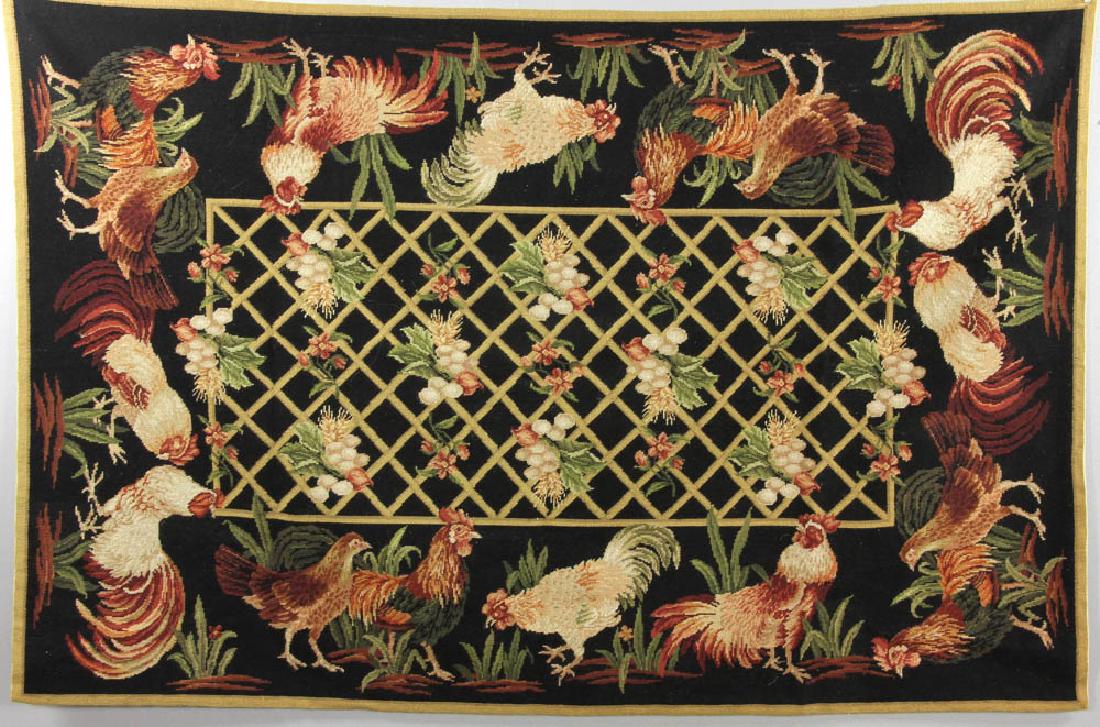 Needlepoint Rug with Rooster Border (1 of 6)