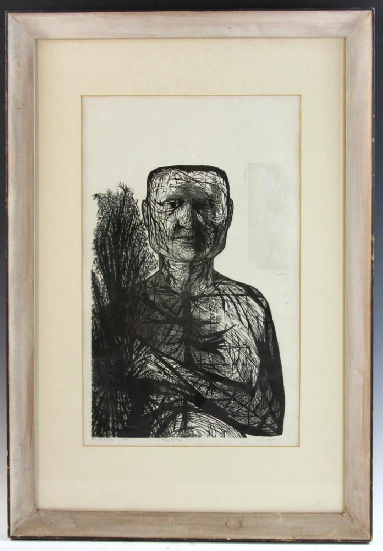 Leonard Baskin, Man with Forsythia, Wood Engraving (1 of 6)
