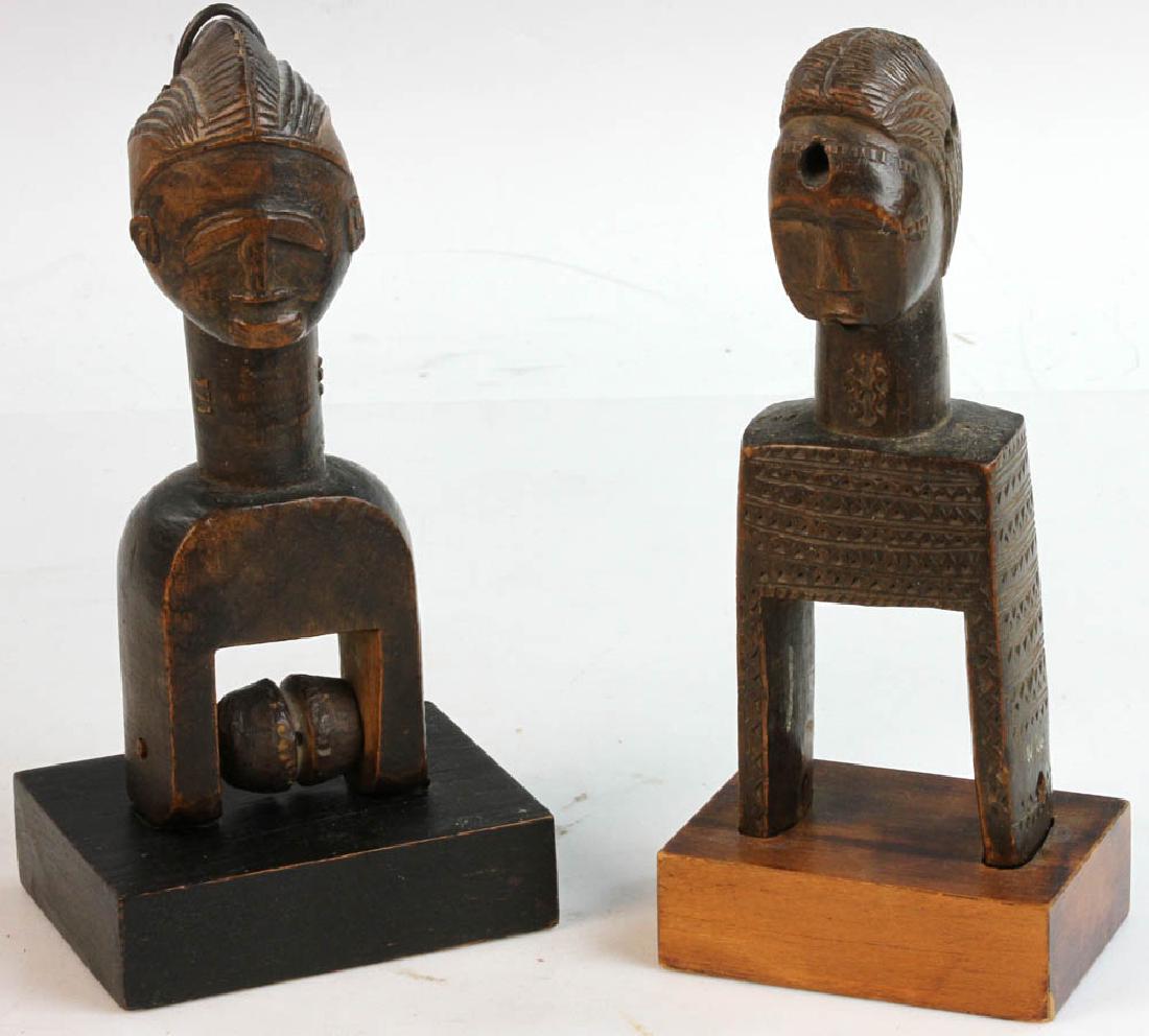 Pair of Carved Wooden Baule Heddle Pullies (1 of 6)
