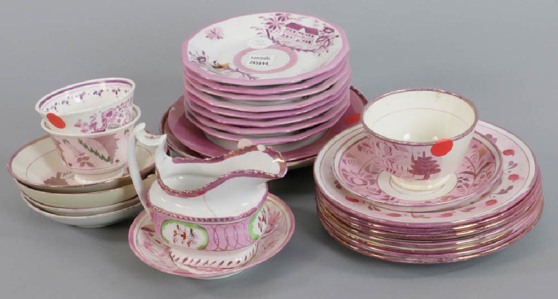 Group of Antique Lustreware: Group of (26) pieces antique lustreware. Provenance: Studio Props of Martha Stewart.