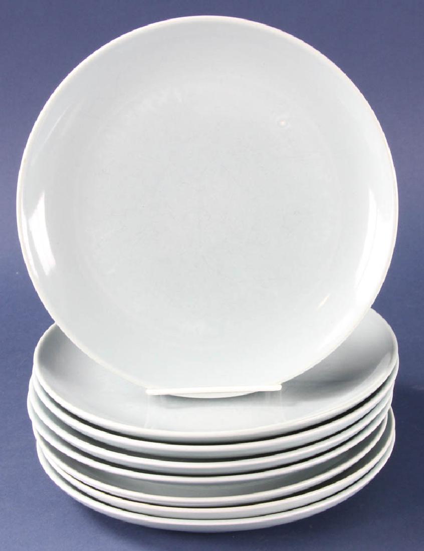 Group of Iroquois Russel Wright Plates: Group of eight Iroquois Russel Wright plates, 10" diameter. Provenance: Studio Props of Martha Stewart.