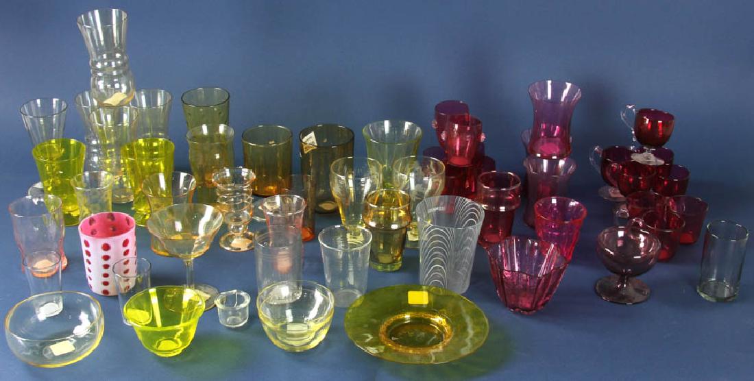 Collection of Colored Glassware Items (1 of 3)