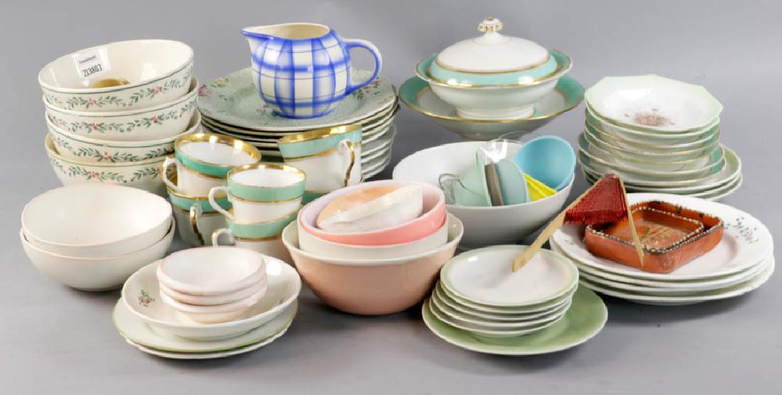 Collection of China Plates, Candle Collars: Collection of china plates, bowls, candle collars. Provenance: Studio Props of Martha Stewart.