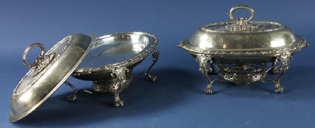 Pair of Antique Sheffield Plated Veg Dishes (1 of 3)