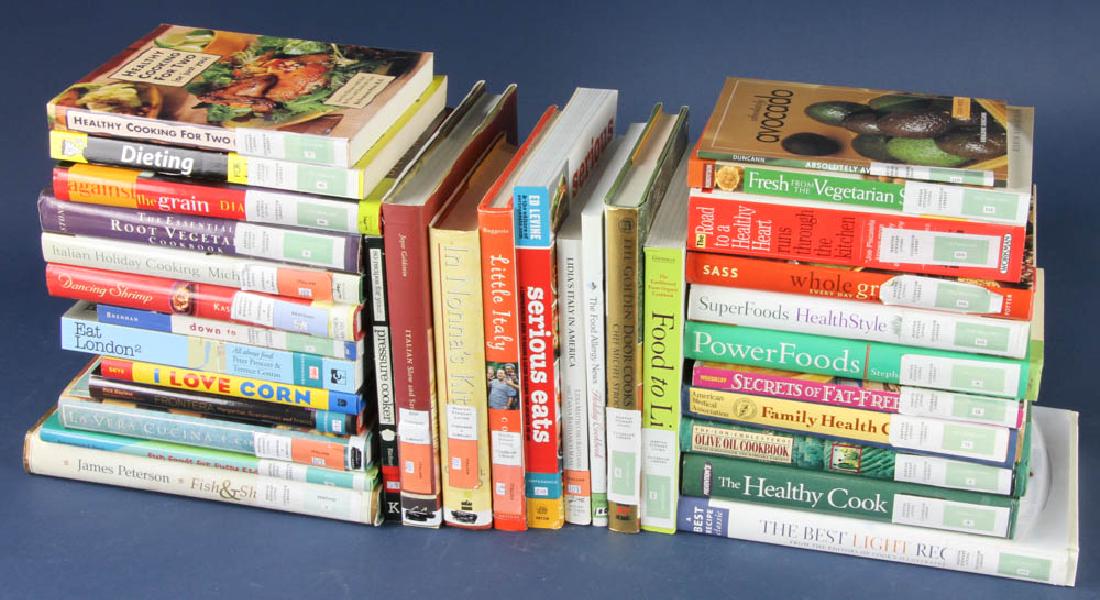 Cookbooks from Martha Stewart Library: Group of (32) cookbooks from the Martha Stewart Living Cookbook Library. Provenance: Studio Props of Martha Stewart.