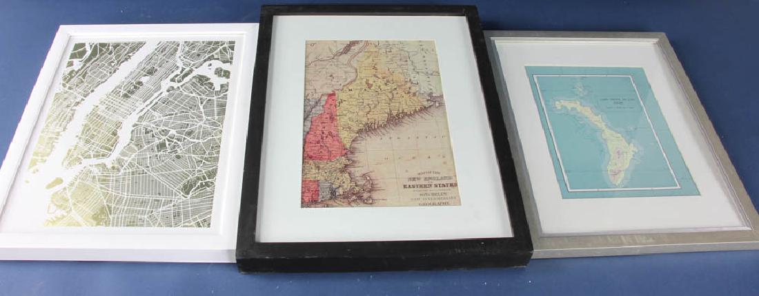Three Framed Prints of Maps (1 of 4)