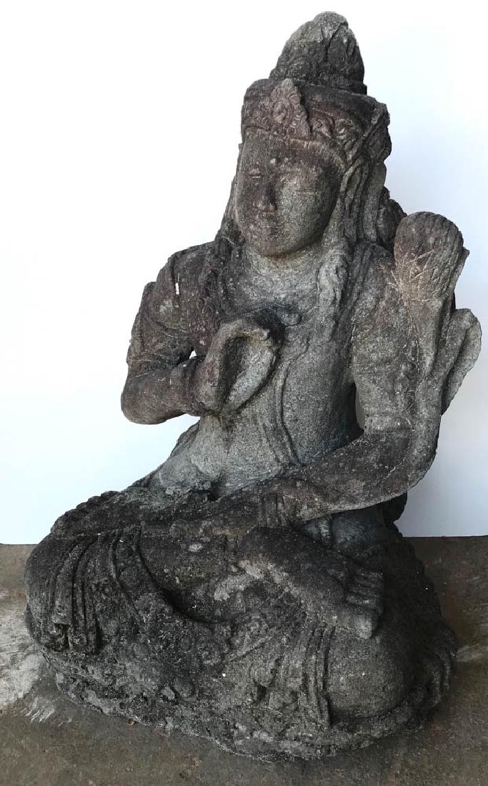 Antique Carved Stone Seated Indian (1 of 3)