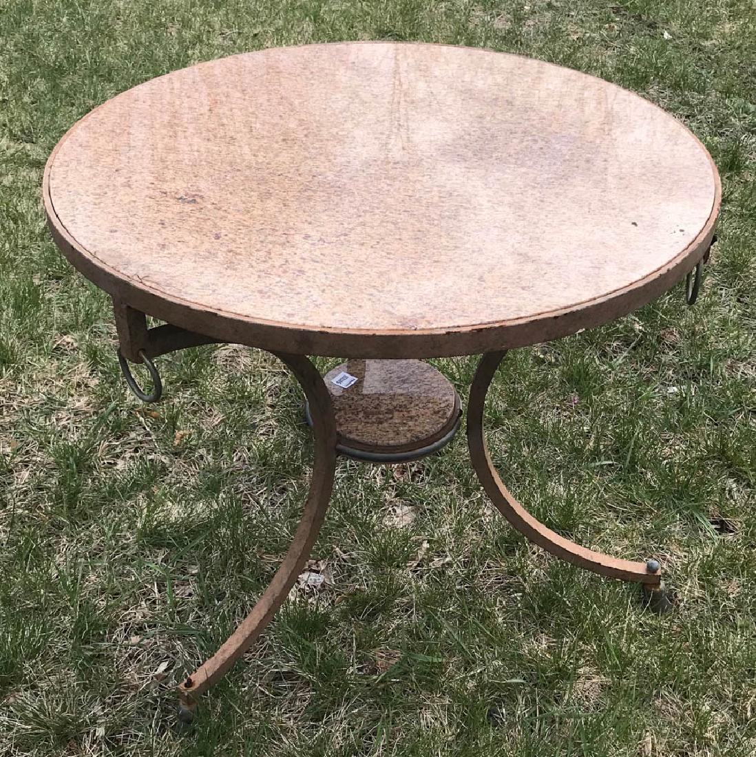 Classical Iron and Brass Marble Top Table (1 of 2)