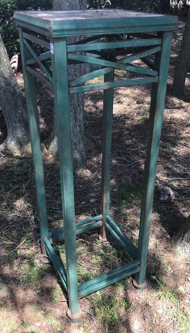 Green Painted Metal Marble Top Plant Table (1 of 2)