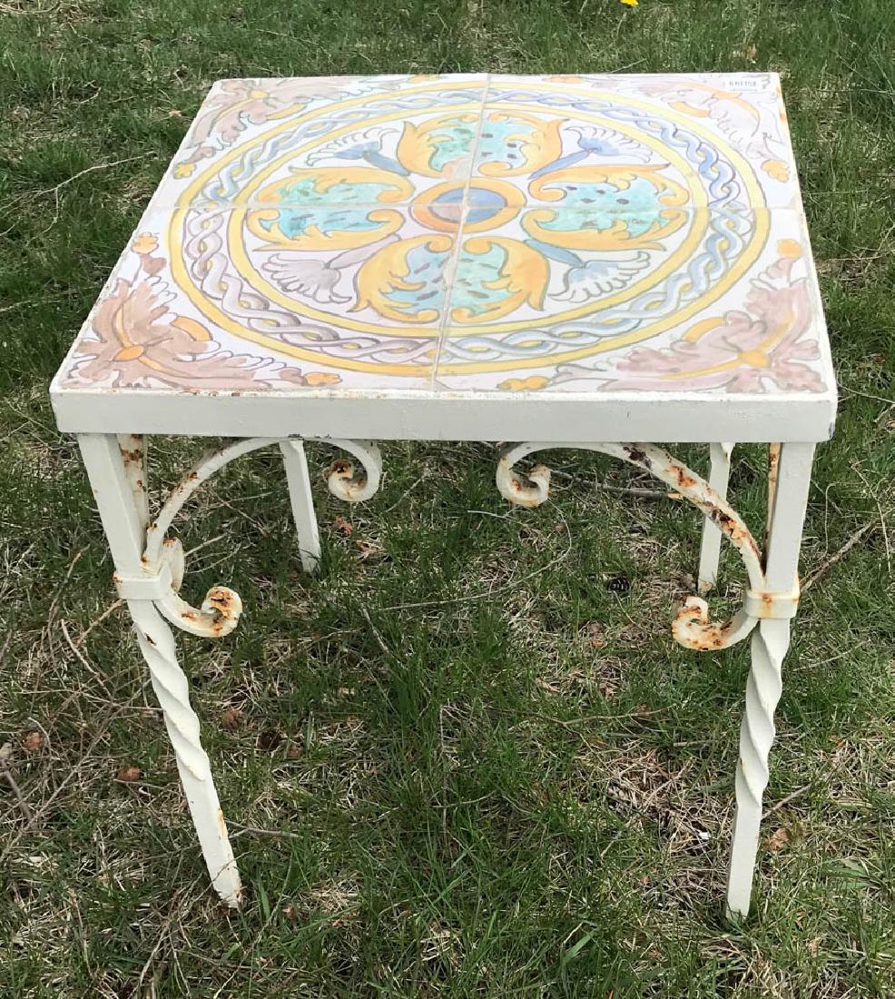 Antique Wrought Iron Tile Top Table (1 of 2)