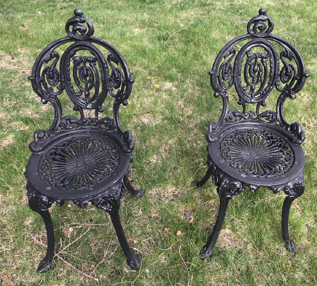 Pair of Victorian Style Black Metal Chairs (1 of 2)