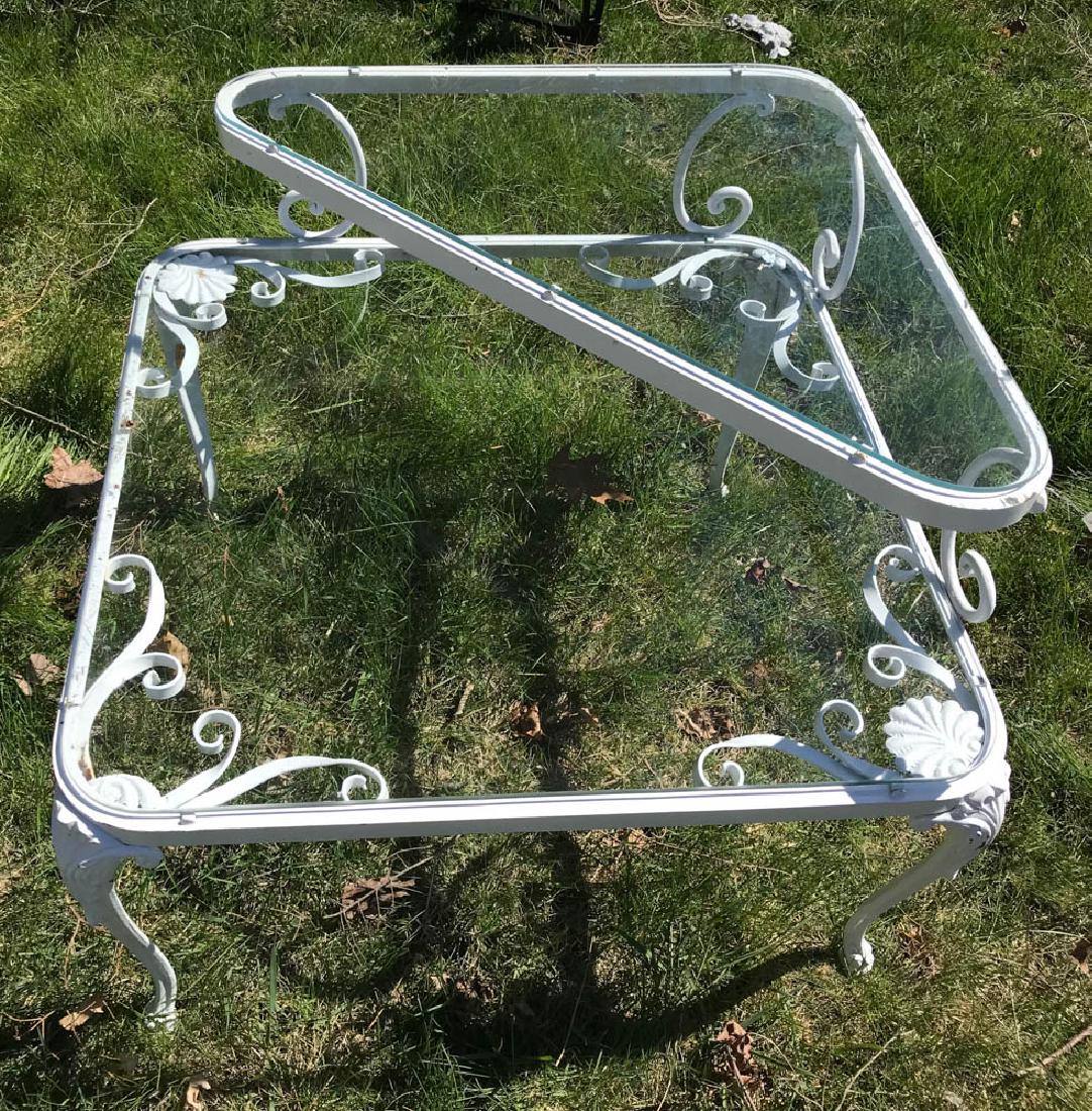 White Wrought Iron Corner Table (1 of 1)