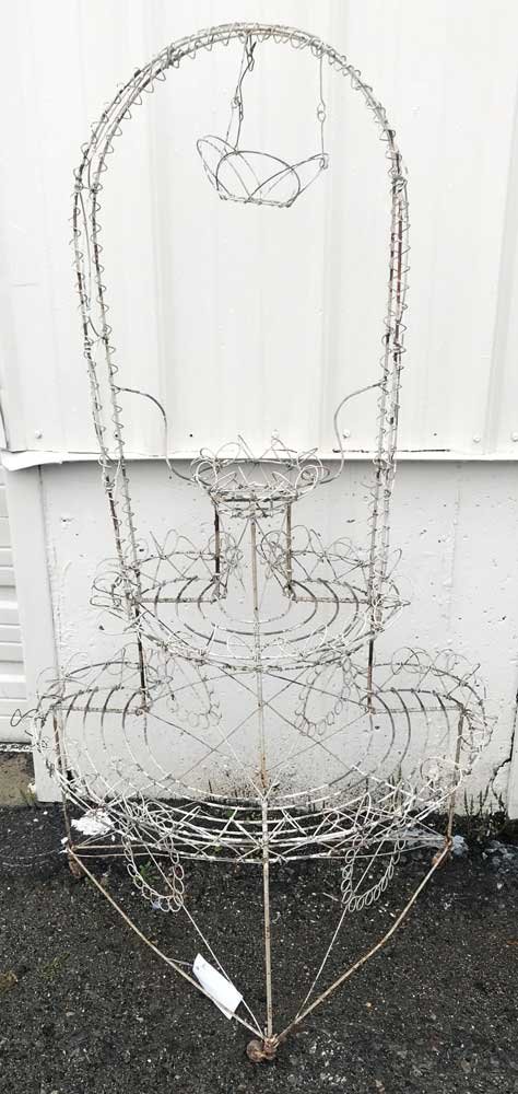 Vintage White Wire Plant Stand (1 of 2)