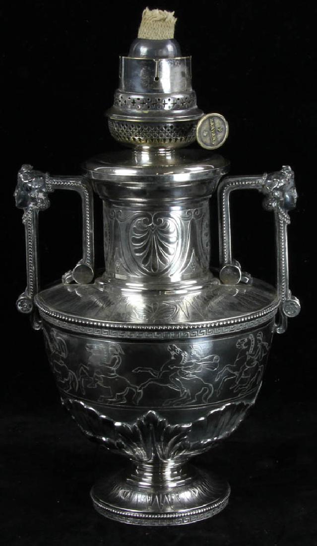 Rare 19thC Sterling Engraved Oil Lamp (1 of 10)
