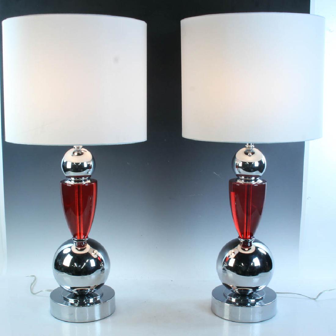 Pair of Mid Century Style Chrome Lamps (1 of 3)