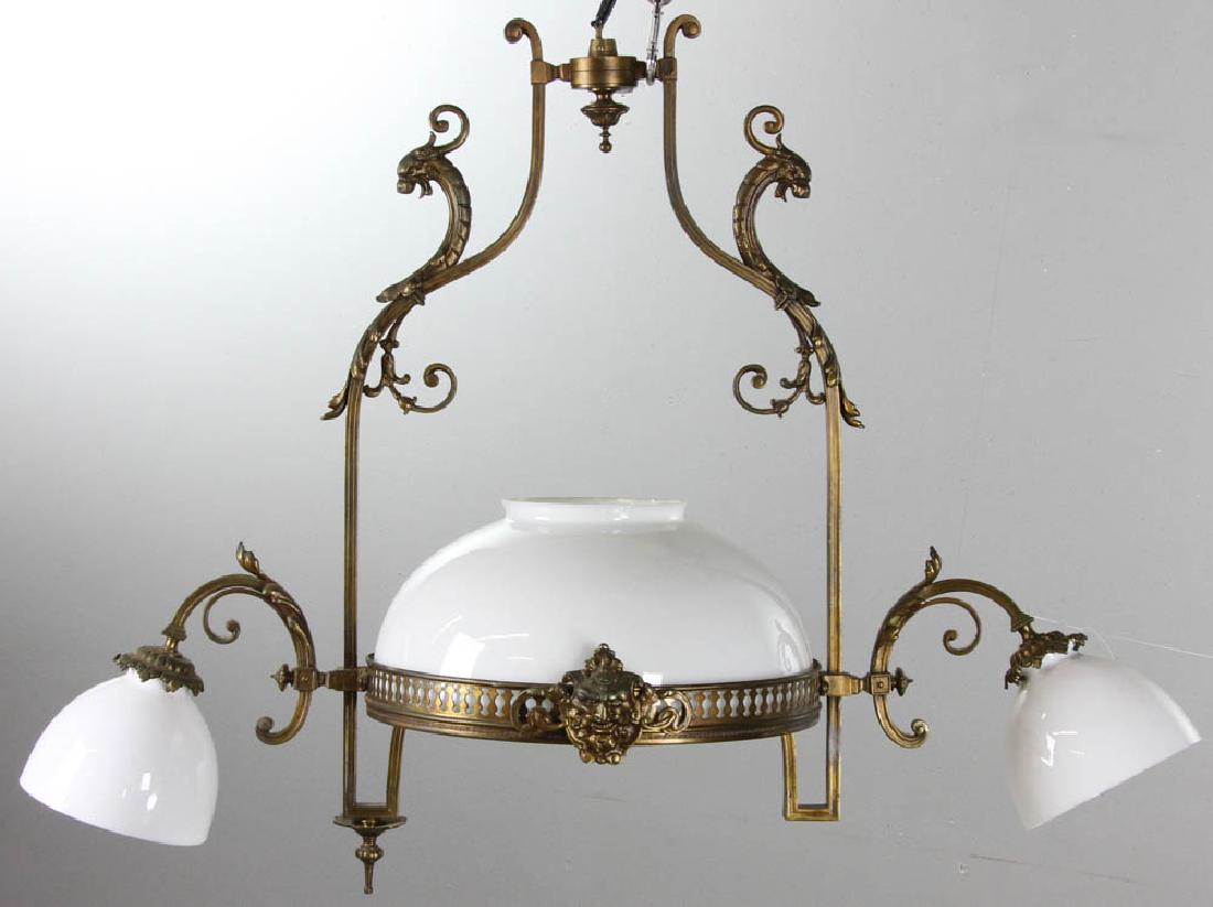 Victorian Brass Hanging 3 Shade Lamp (1 of 7)