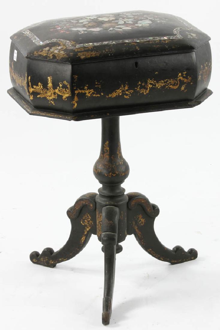 18thC Octagonal Sewing Stand MoP Inlay (1 of 7)