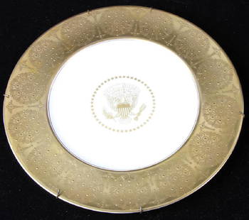 Original Eisenhower White House Dinner Plate: Original White House plate, dated 1955, marked Castleton Studios, 11 1/2" diameter. This was part of President Dwight D. Eisenhower's original dinner service. Provenance letter attached.