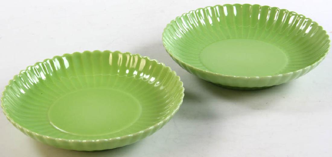 Two Green Glazed Flower Rim Plates (1 of 5)