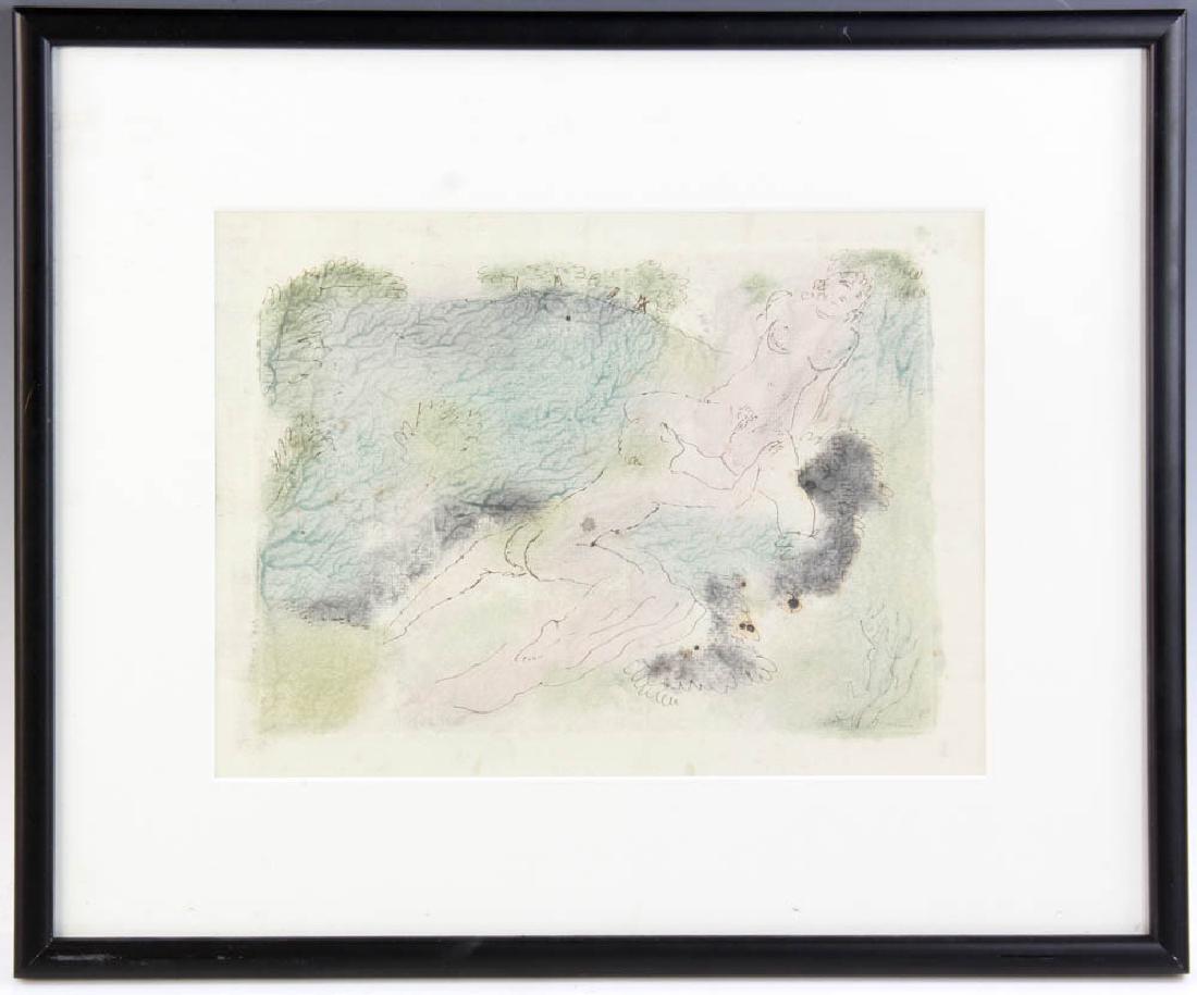 Konrad Cramer, Couple Watercolor and Ink: Konrad Cramer, 'Couple', watercolor and ink, stamped and signed verso, 9" x 11", frame 14 1/2" x 17 3/8". Provenance: From a Palm Beach collection.