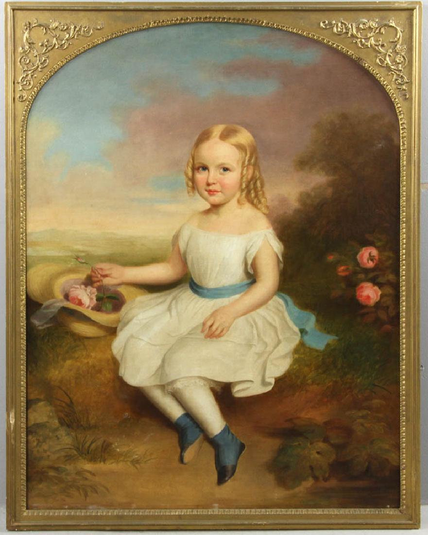 Mid 19thC Portrait of Young Girl, Oil on Canvas (1 of 7)