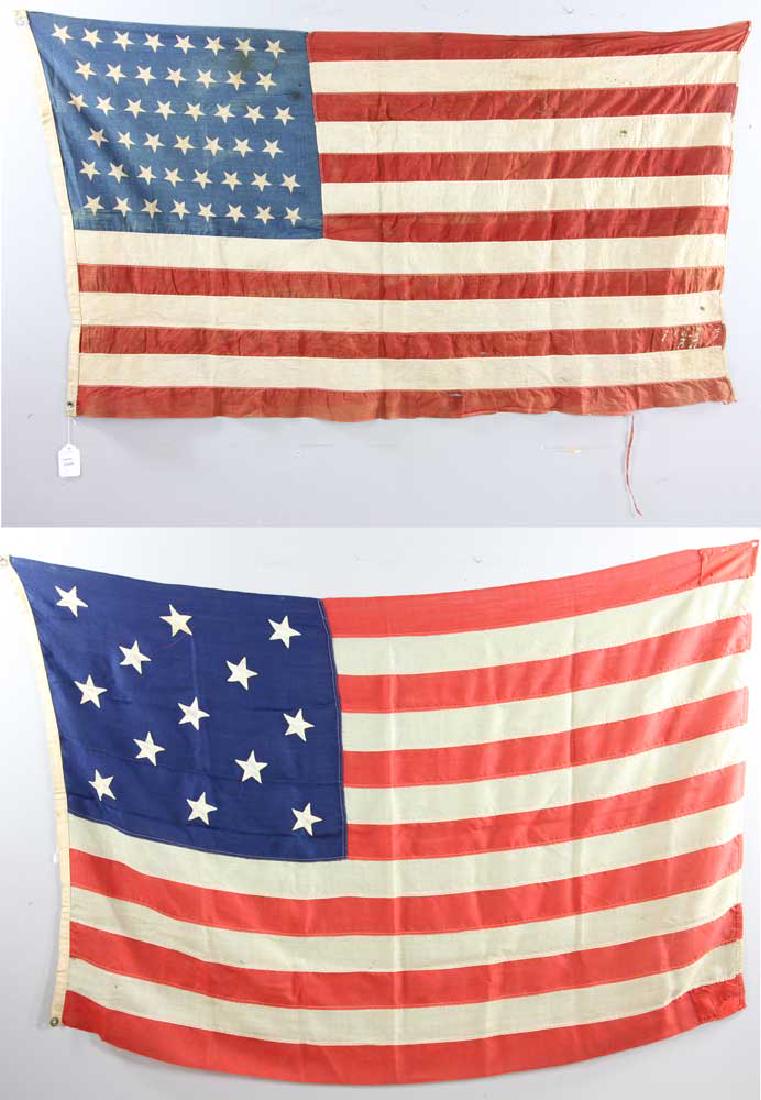 Two Vintage American Flags 13 and 46 Stars (1 of 4)