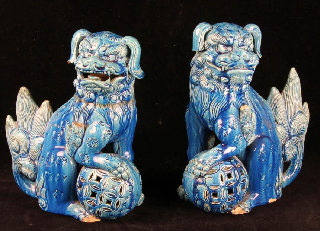 Pair of 19th Century Chinese Foo Dogs (1 of 6)